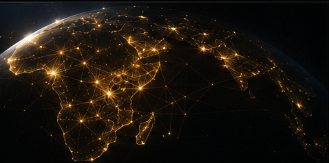 Illustrative Africa-centered network globe placeholder